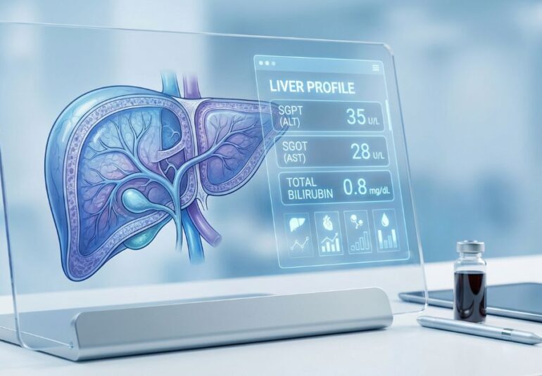Liver profile test report showing SGPT SGOT and bilirubin values. SGPT SGOT test, bilirubin test, liver function test reference range, liver function test normal levels, Liver Profile Test, Liver Funtion Test